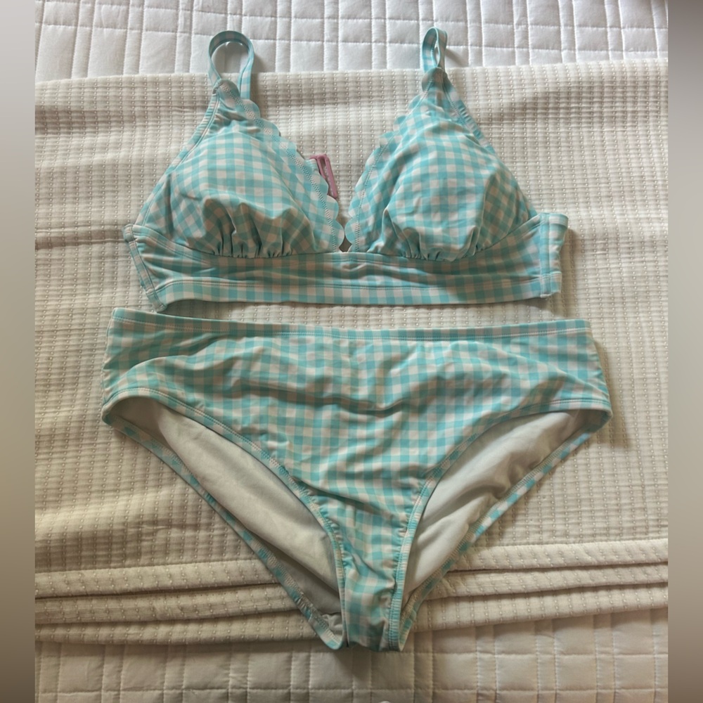 Stoney Clover Lane Blue and White Bikini with Gingham Design